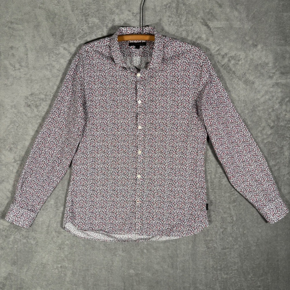 John Varvatos USA Button‎ Down Shirt Men's Size L Floral Red White Black